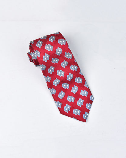 khakis of Carmel - silk printed tie in Red and Grey