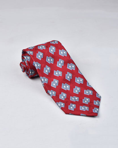 khakis of Carmel - silk printed tie in Red and Grey