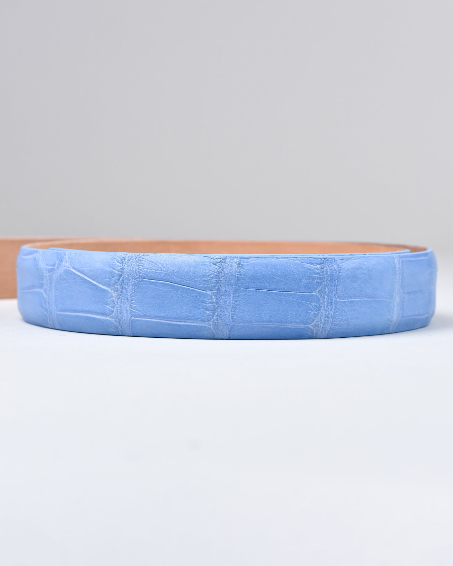 Khaki’s of Carmel - Handcrafted American Matte Alligator Belt in Carolina Blue