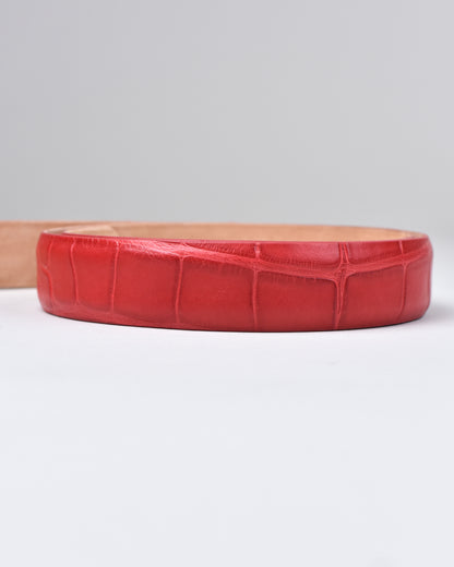 Khaki’s of Carmel - Handcrafted American Matte Alligator Belt in Red