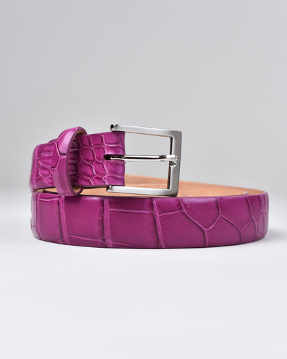 Khaki’s of Carmel - Handcrafted American Matte Alligator Belt in Magenta