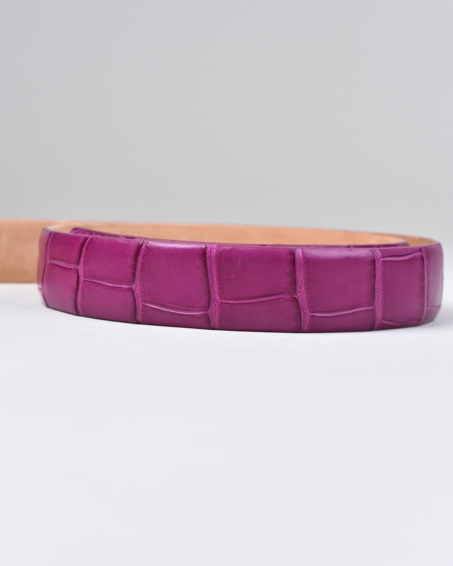 Khaki’s of Carmel - Handcrafted American Matte Alligator Belt in Magenta