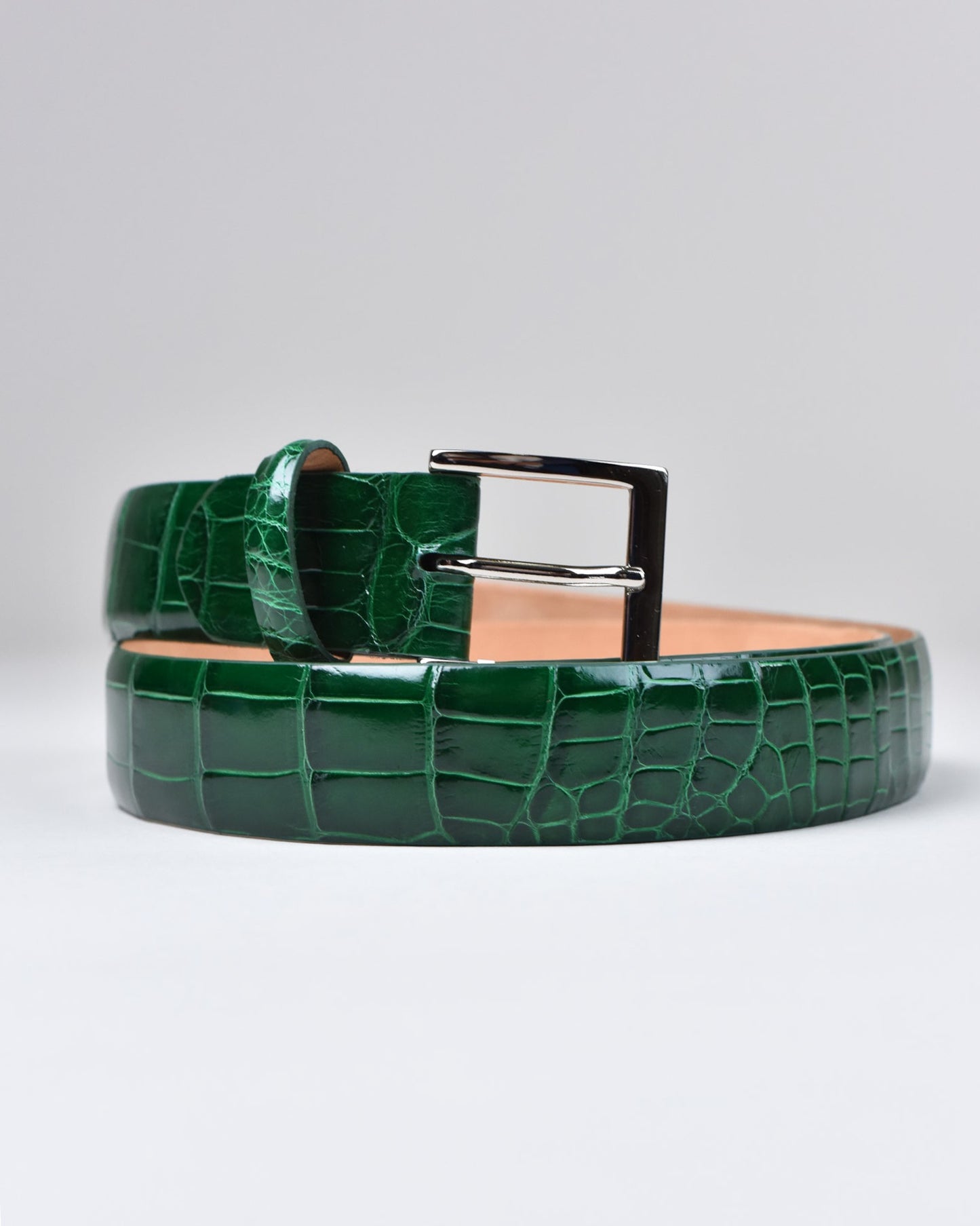 Khaki’s of Carmel - Handcrafted American Alligator Belt in Kelly Green