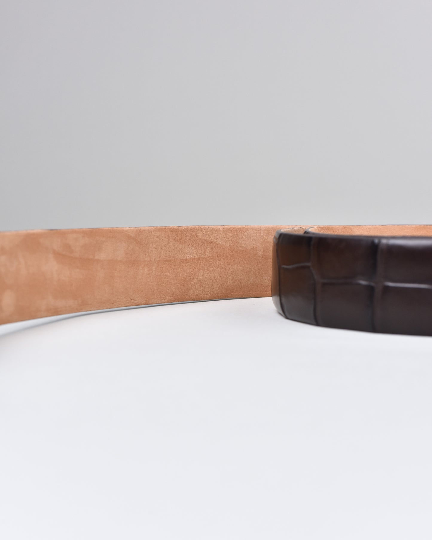 Khaki’s of Carmel - Handcrafted American Matte Alligator Belt in Chocolate Brown