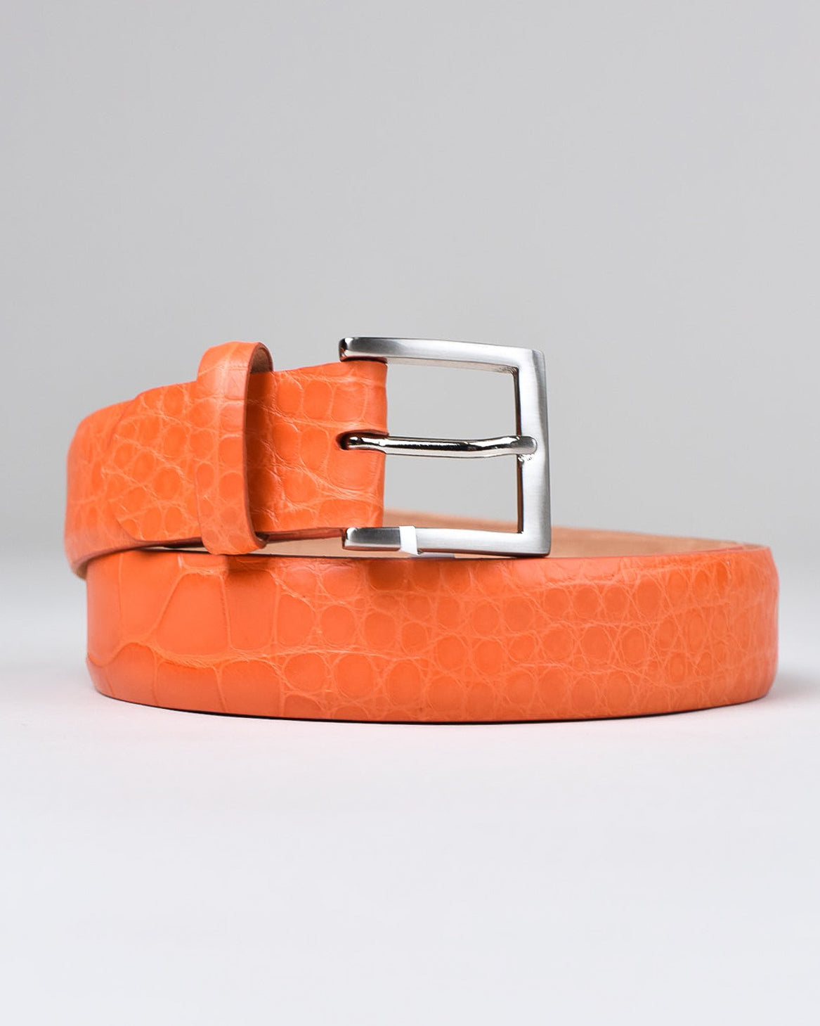 Khaki’s of Carmel - Handcrafted American Matte Alligator Belt in Orange