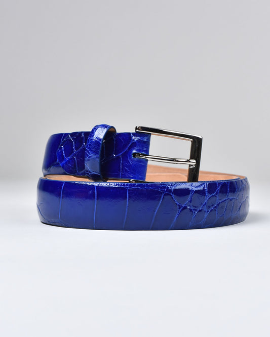 Khaki’s of Carmel - Handcrafted American Alligator Belt in Royal Blue