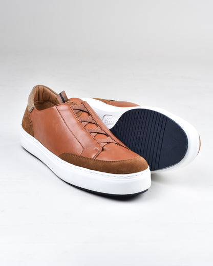 Johnston & Murphy - Cognac Sheepskin Suede Anson Stretch Lace-To-Toe Sneaker