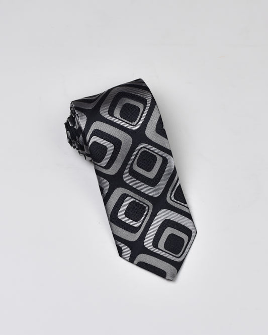 Khakis of Carmel - Silk Printed Tie in Black and Silver