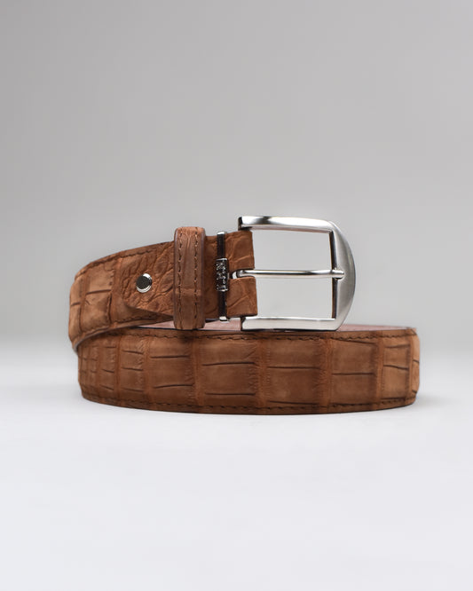 Khaki’s of Carmel - Handcrafted Buffed American Alligator Chestnut Belt