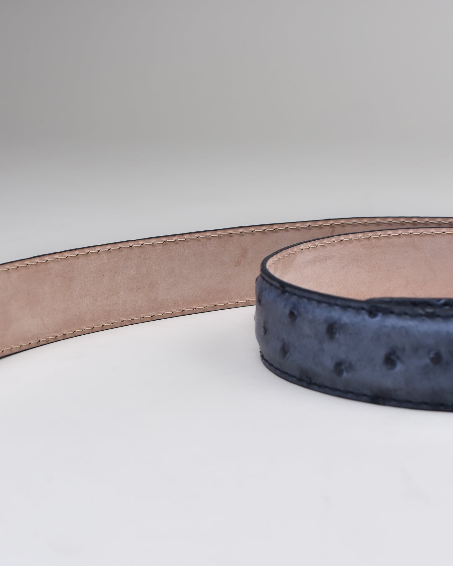 Khaki’s of Carmel - Handcrafted Ostrich Smoke Blue Belt