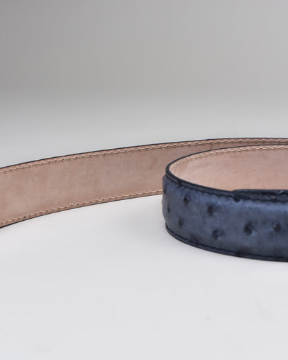 Khaki’s of Carmel - Handcrafted Ostrich Smoke Blue Belt