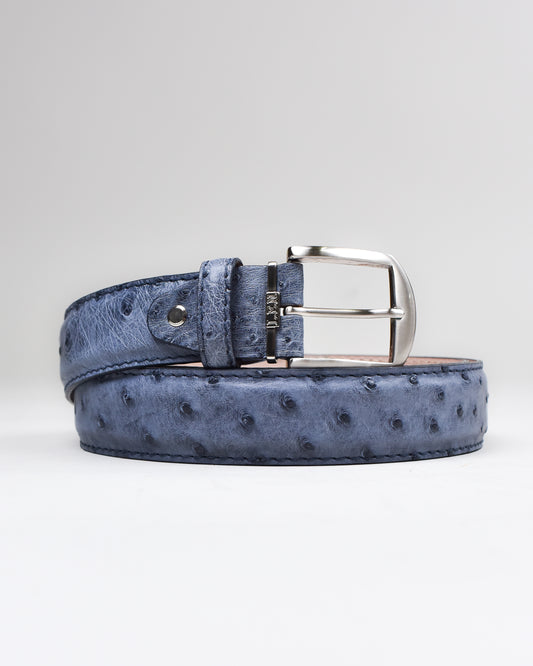 Khaki’s of Carmel - Handcrafted Ostrich Smoke Blue Belt