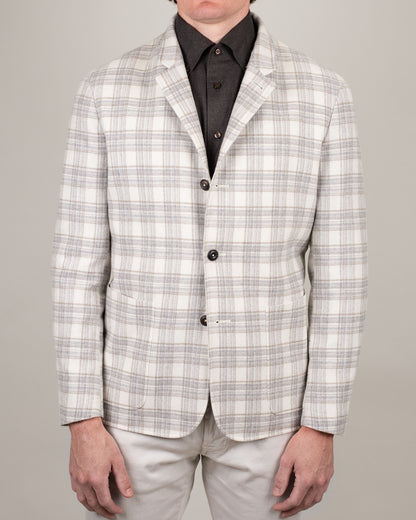 ravazzolo cream plaid hybrid soft coat