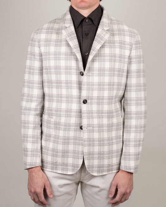 ravazzolo cream plaid hybrid soft coat