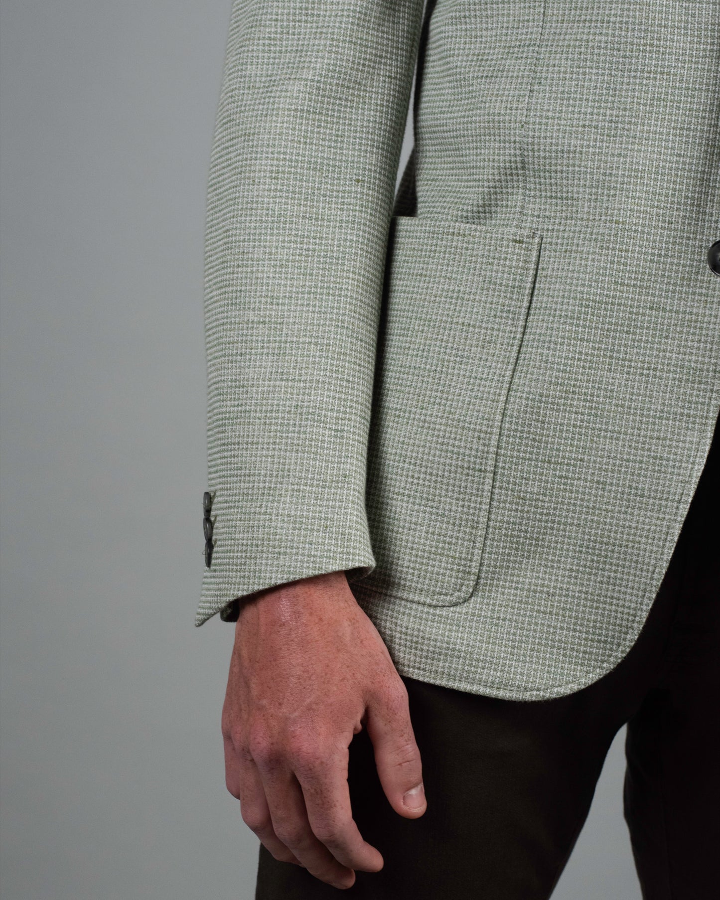 canali green houndstooth jersey soft coat