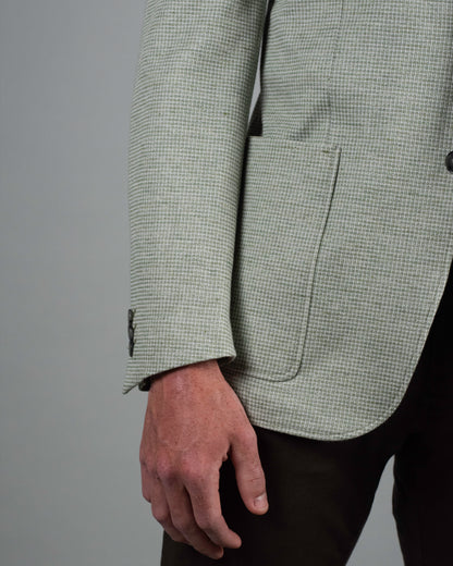 canali green houndstooth jersey soft coat