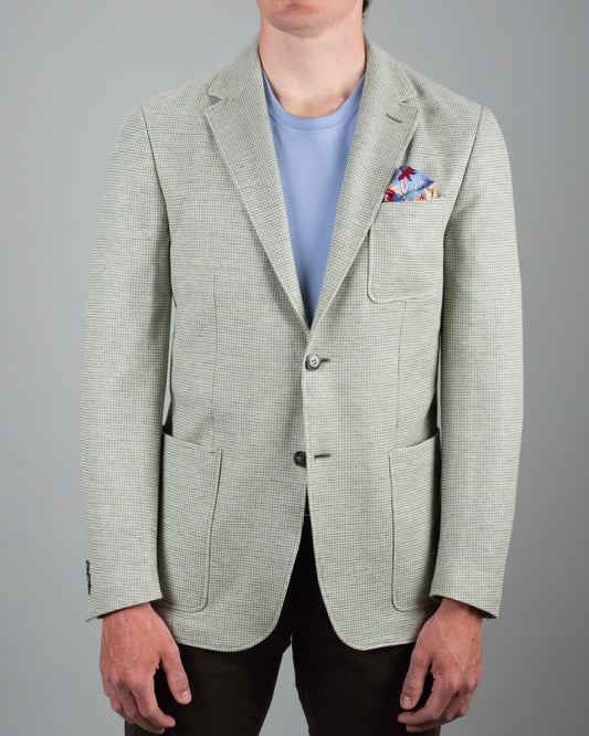 canali green houndstooth jersey softcoat