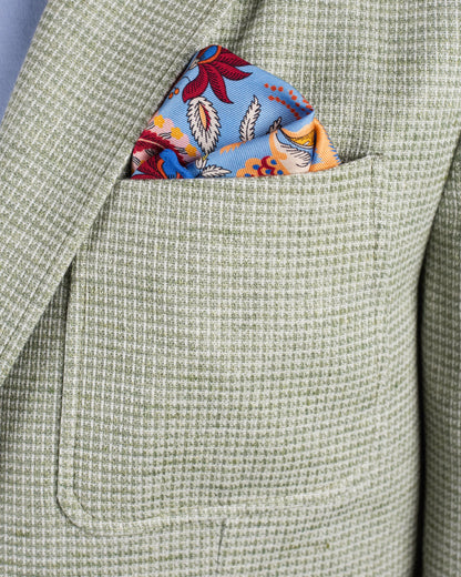 canali green houndstooth jersey soft coat