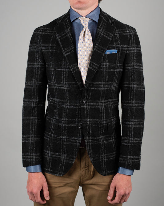 khakis brand black boucle sport coat