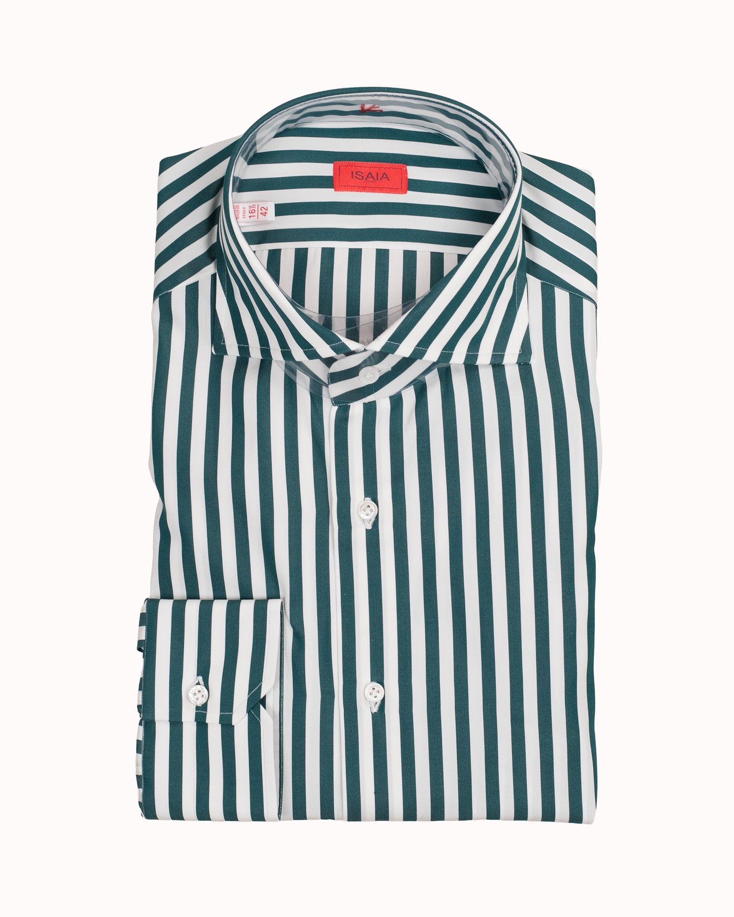 isaia green stripe shirt