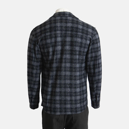 Khaki's of Carmel - Wool Blend Plaid Shirt Jacket in Blue and Grey