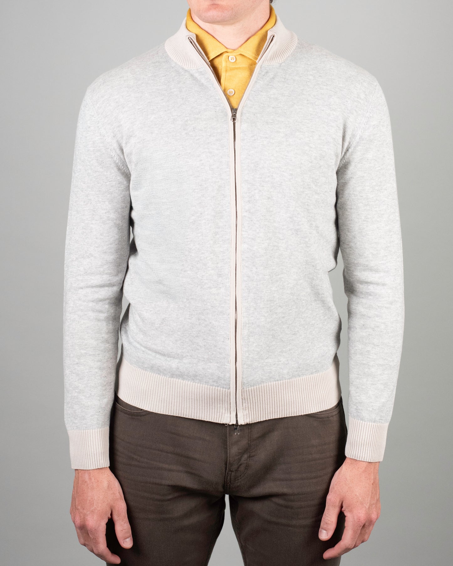 khakis brand full zip cardigan