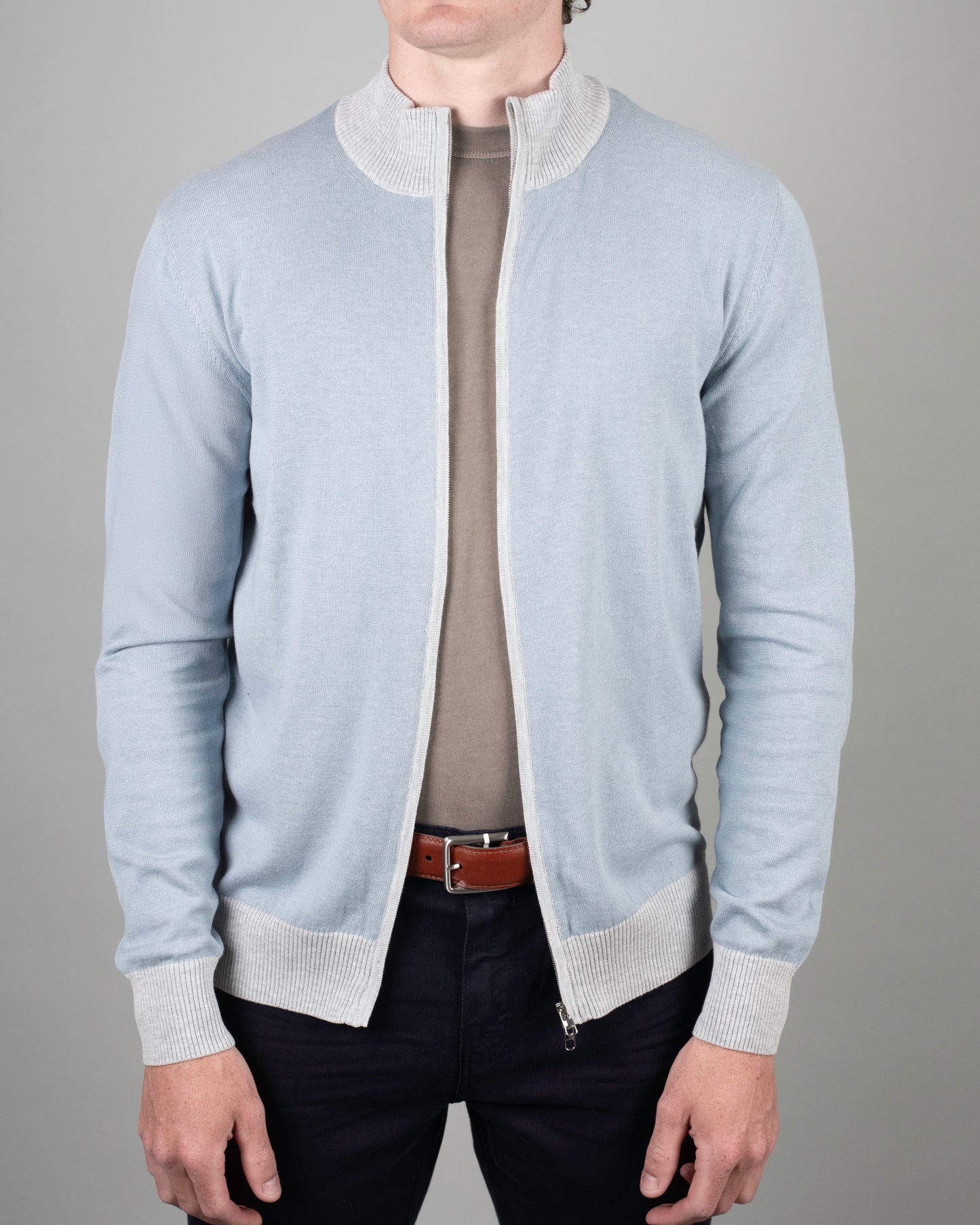khakis brand full zip cardigan