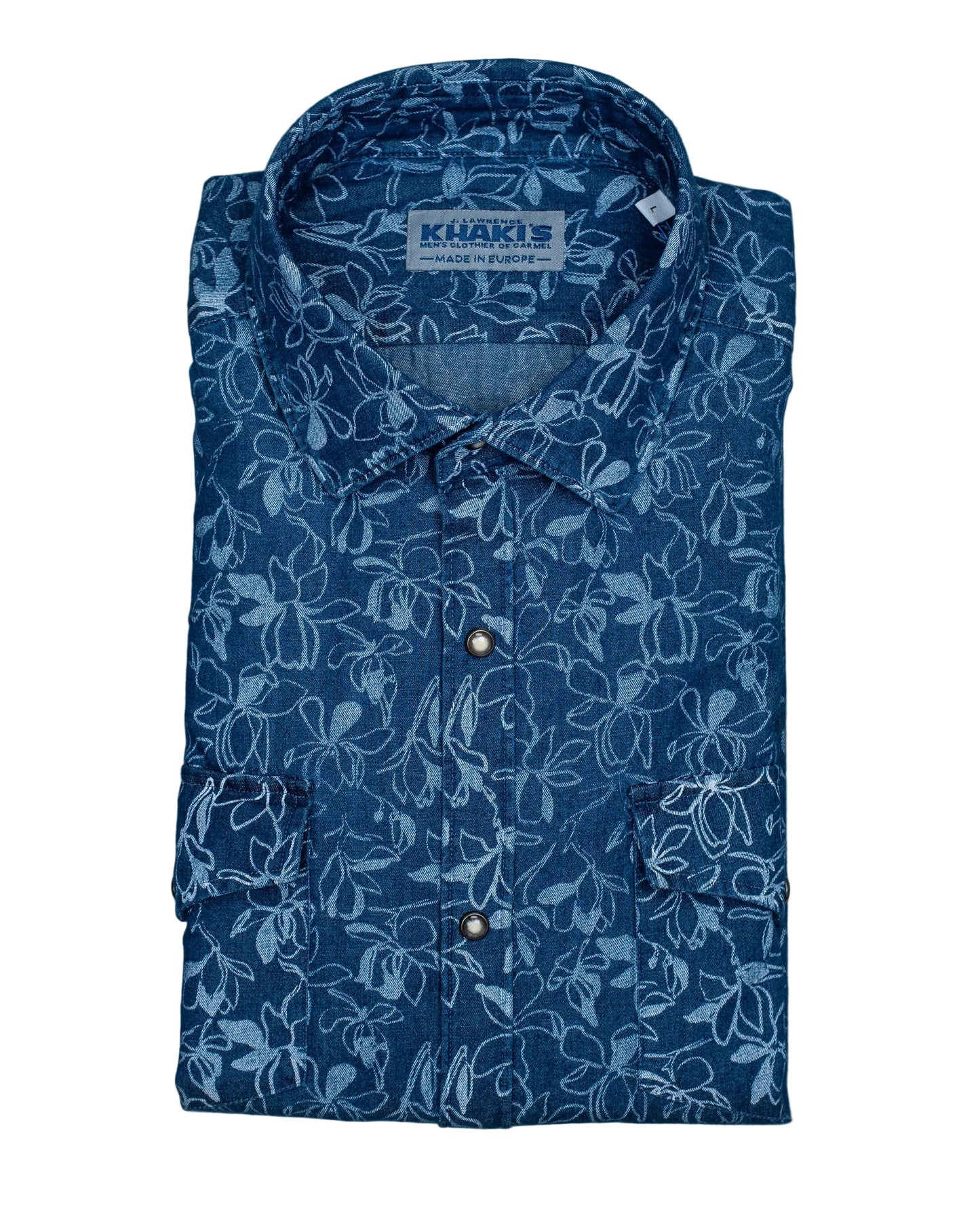 khakis brand denim floral print snap shirt