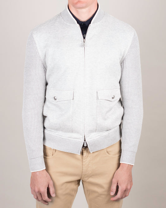 eleventy lt grey and white full zip jacket
