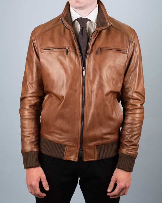 khakis brand brown leather jacket