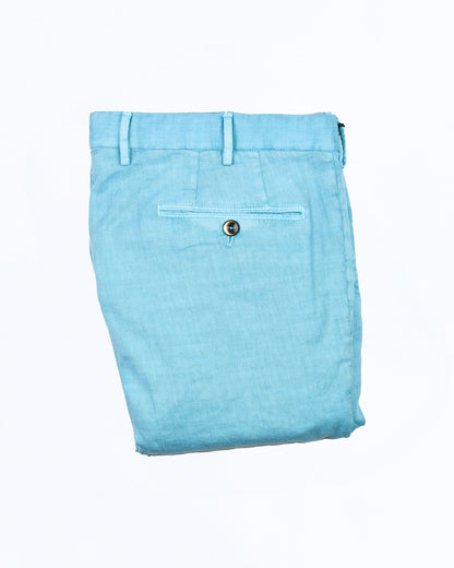 PT Torino - Slim-fit trousers in Batavia cotton and linen in Teal