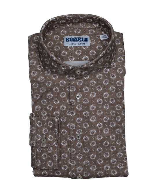 khakis brand brown floral jersey shirt