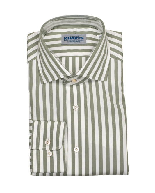khakis brand green stripe dress shirt
