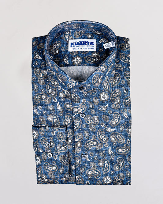 Khaki’s of Carmel - Blue Damask Technical Patterned Shirt