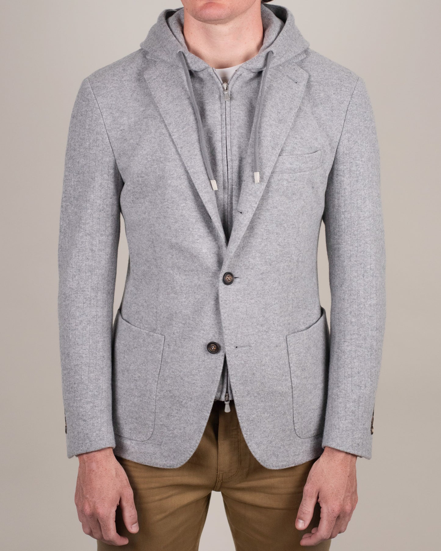 eleventy grey flannel hoodie soft coat