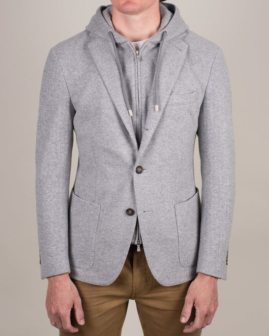 eleventy grey flannel hoodie soft coat
