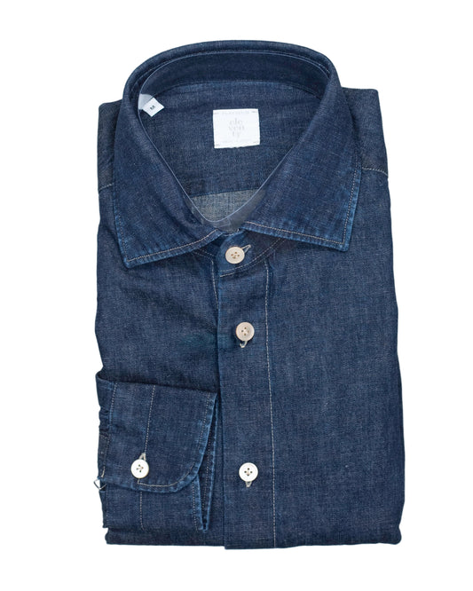 eleventy dk denim woven shirt