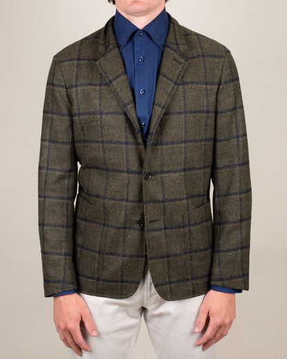 ravazzolo green plaid hyrbid soft coat