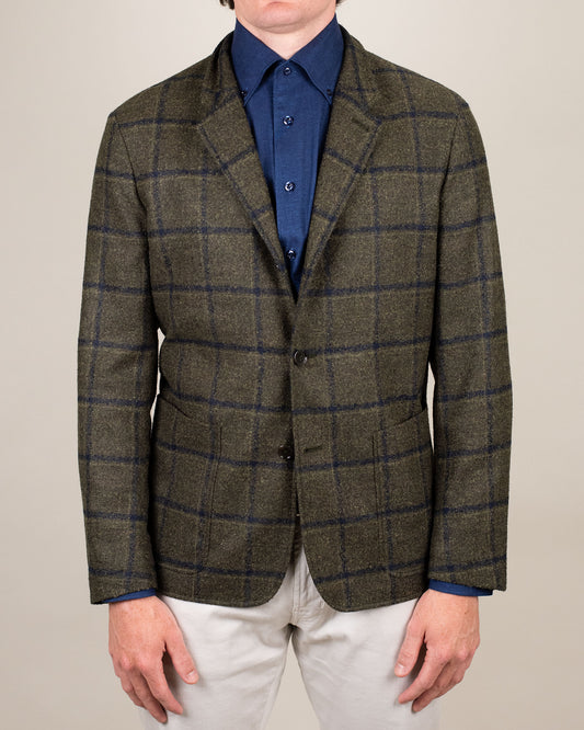 ravazzolo green plaid hyrbid soft coat