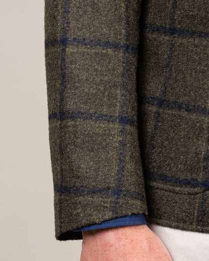 ravazzolo green plaid hyrbid soft coat