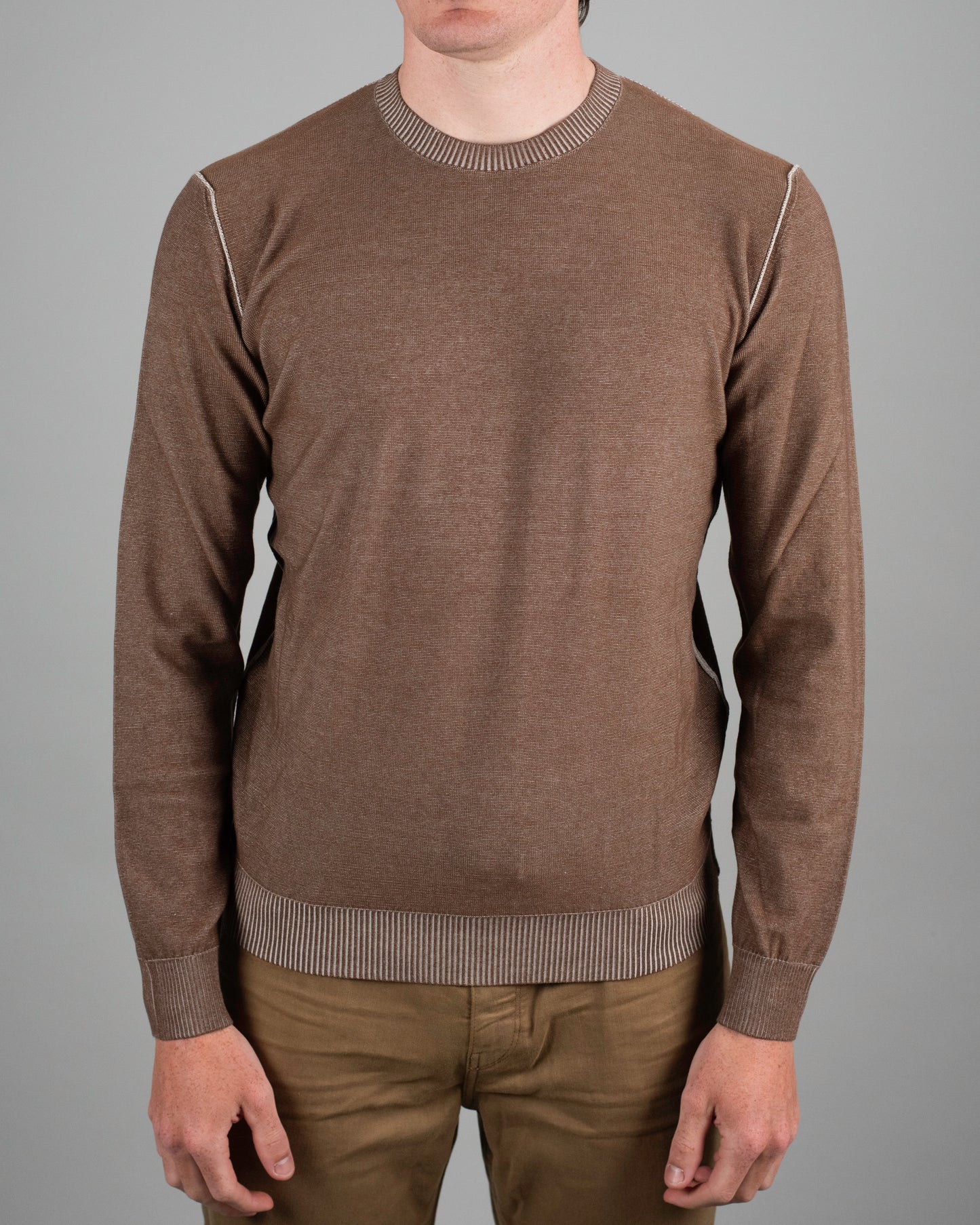 khakis brand raw seam crewneck sweater
