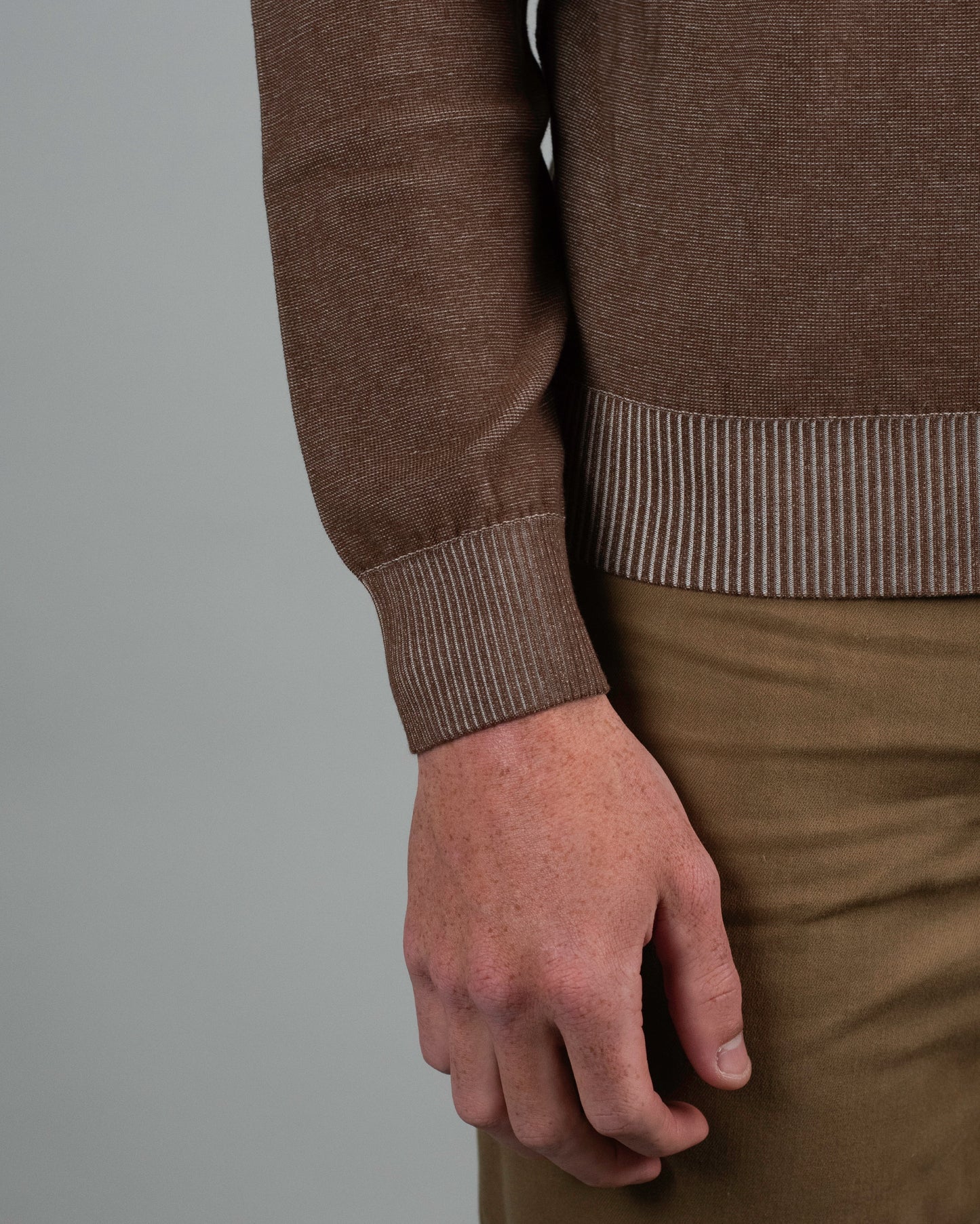 khakis brand raw seam crewneck sweater
