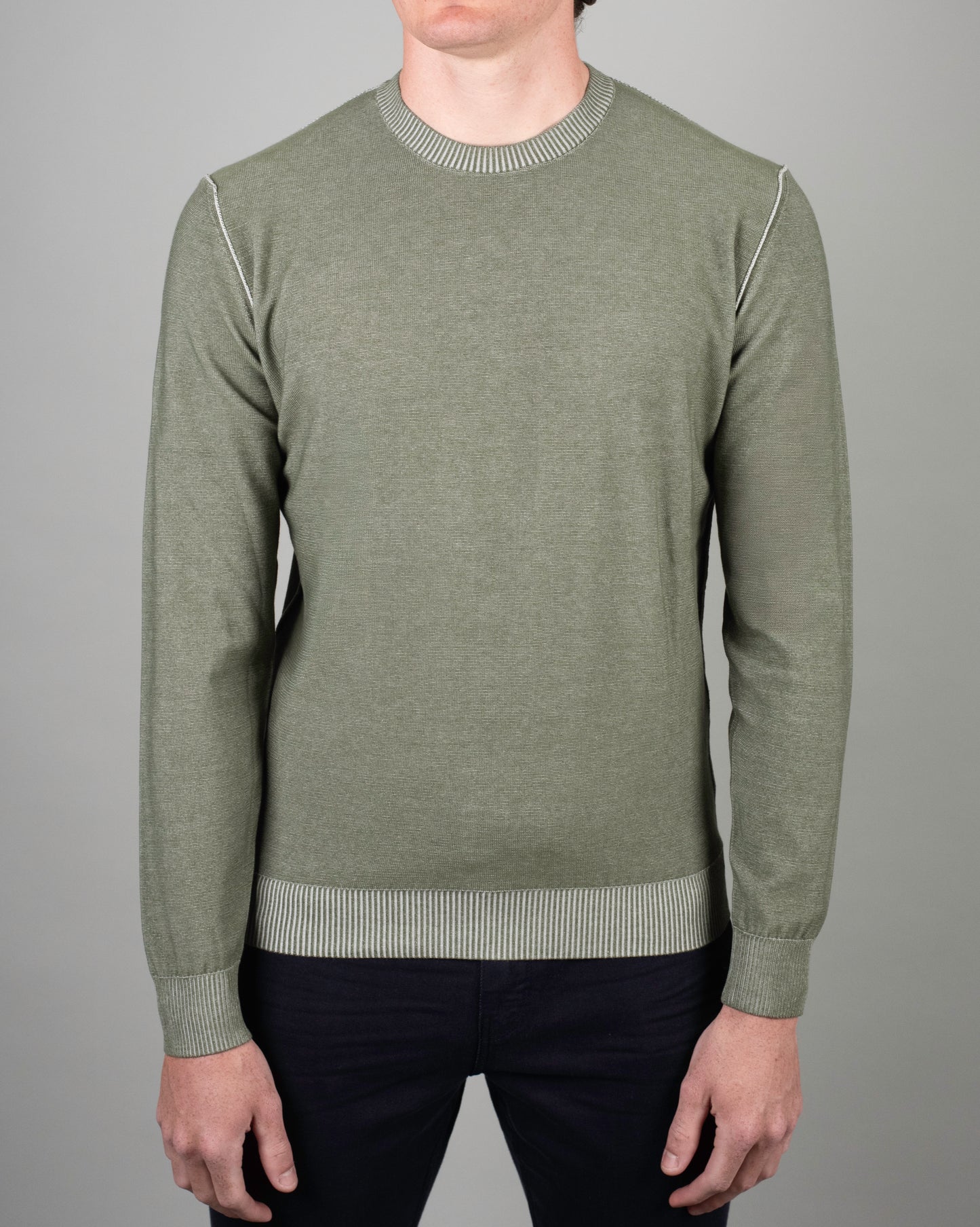 khakis brand raw seam crewneck sweater