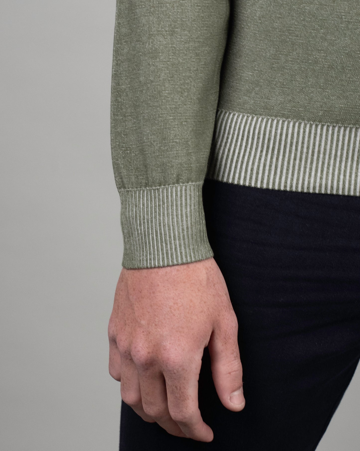 khakis brand raw seam crewneck sweater