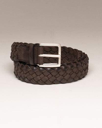 orciani chocolate brown braided belt