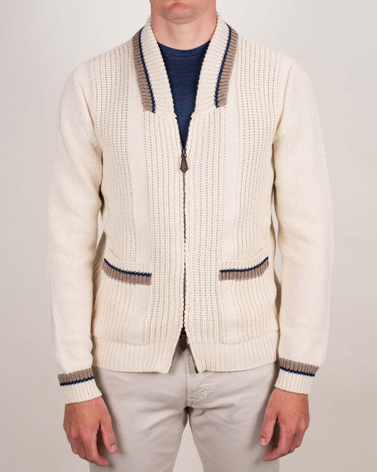 isaia cream bomber jacket