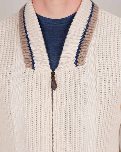 isaia cream bomber jacket