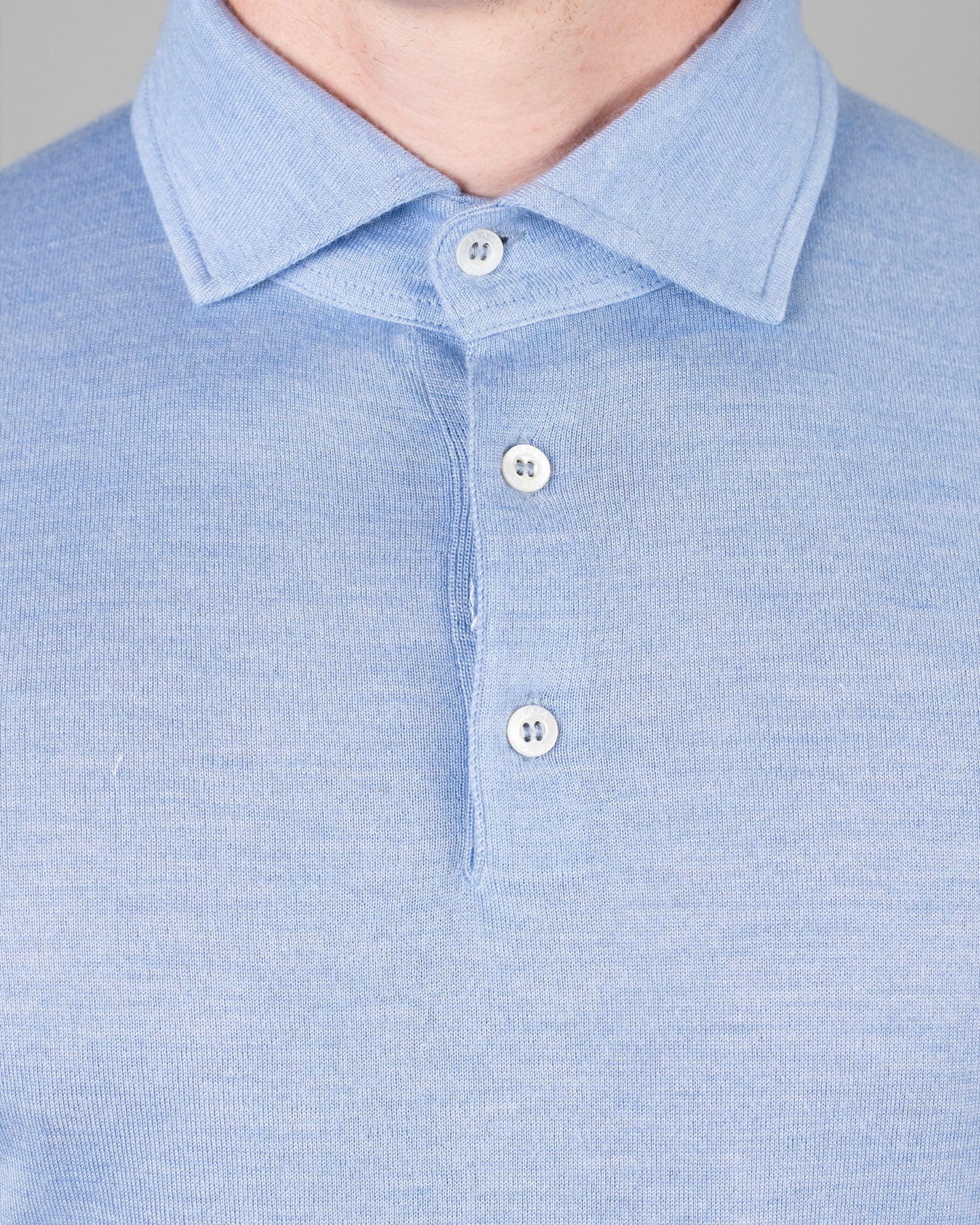 isaia lt blue cashmere silk polo