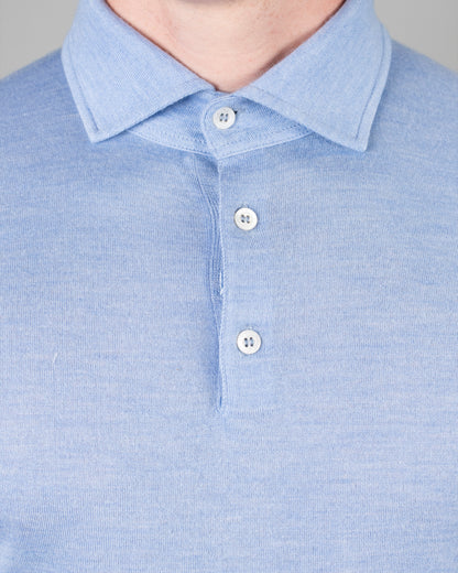 isaia lt blue cashmere silk polo