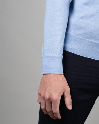 isaia lt blue cashmere silk polo